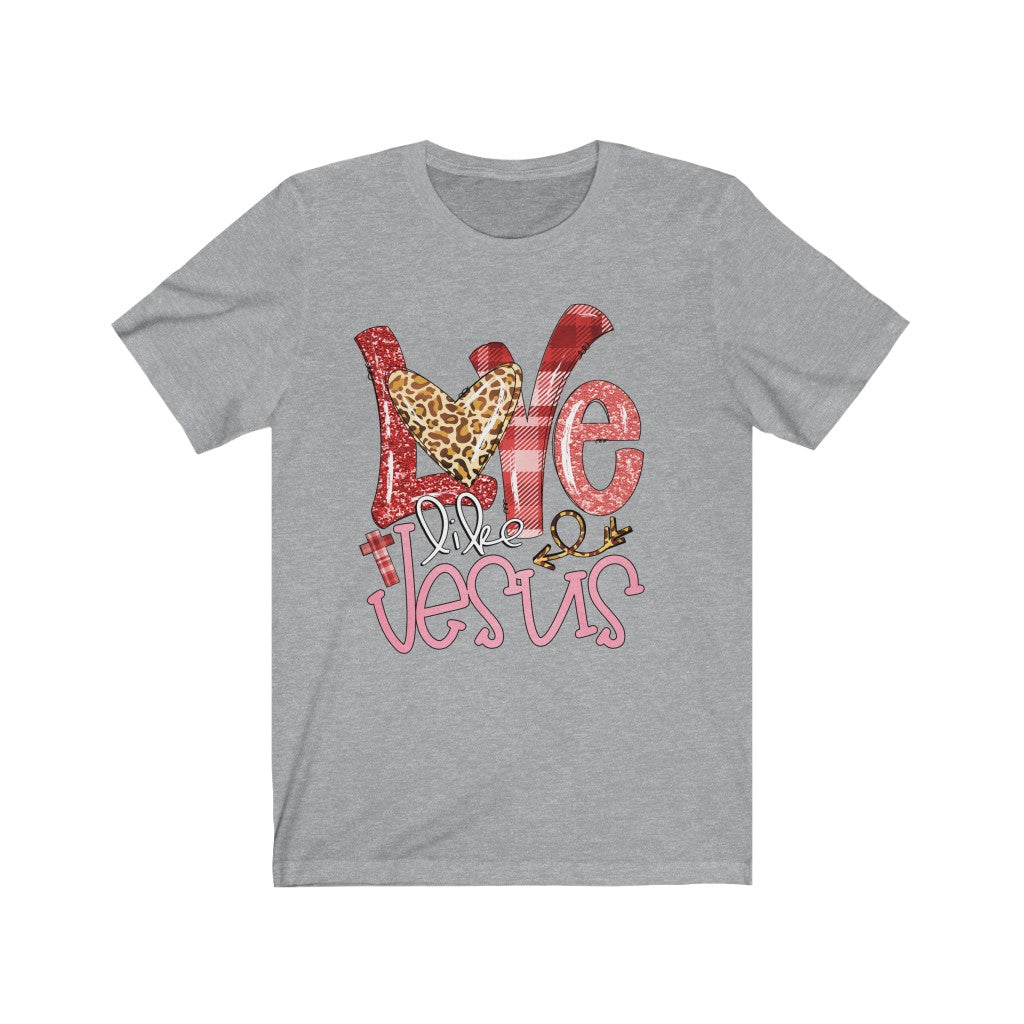 I Love LV Short-Sleeve Unisex T-Shirt White Letters Red / 2XL